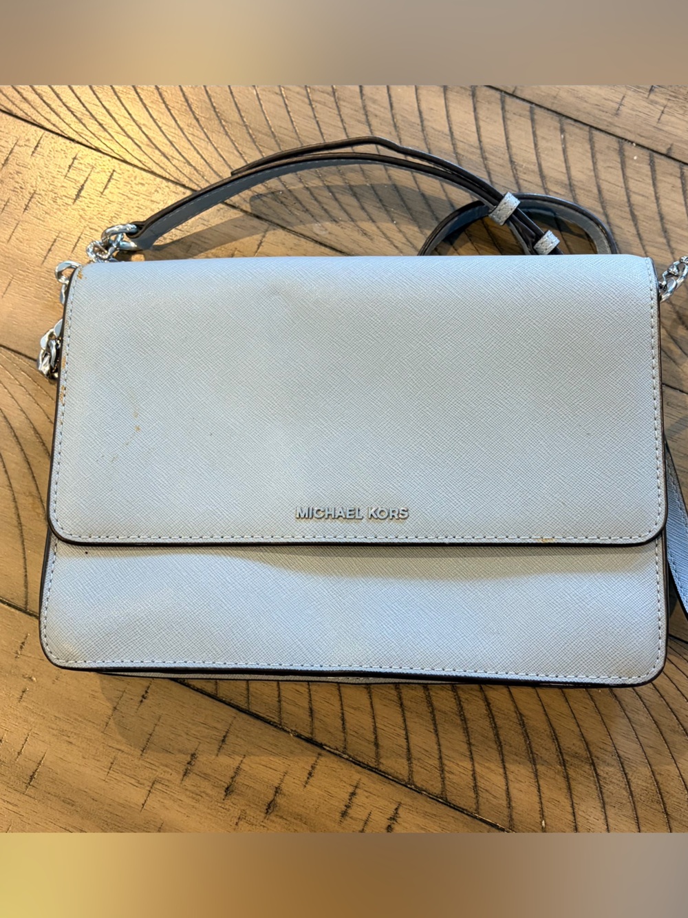 Michael Kors Light Blue Crossbody Purse with Chain Strap